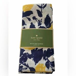 NWOT Kate Spade New York Set of 4 Napkins Garden Rose - Navy Yellow White